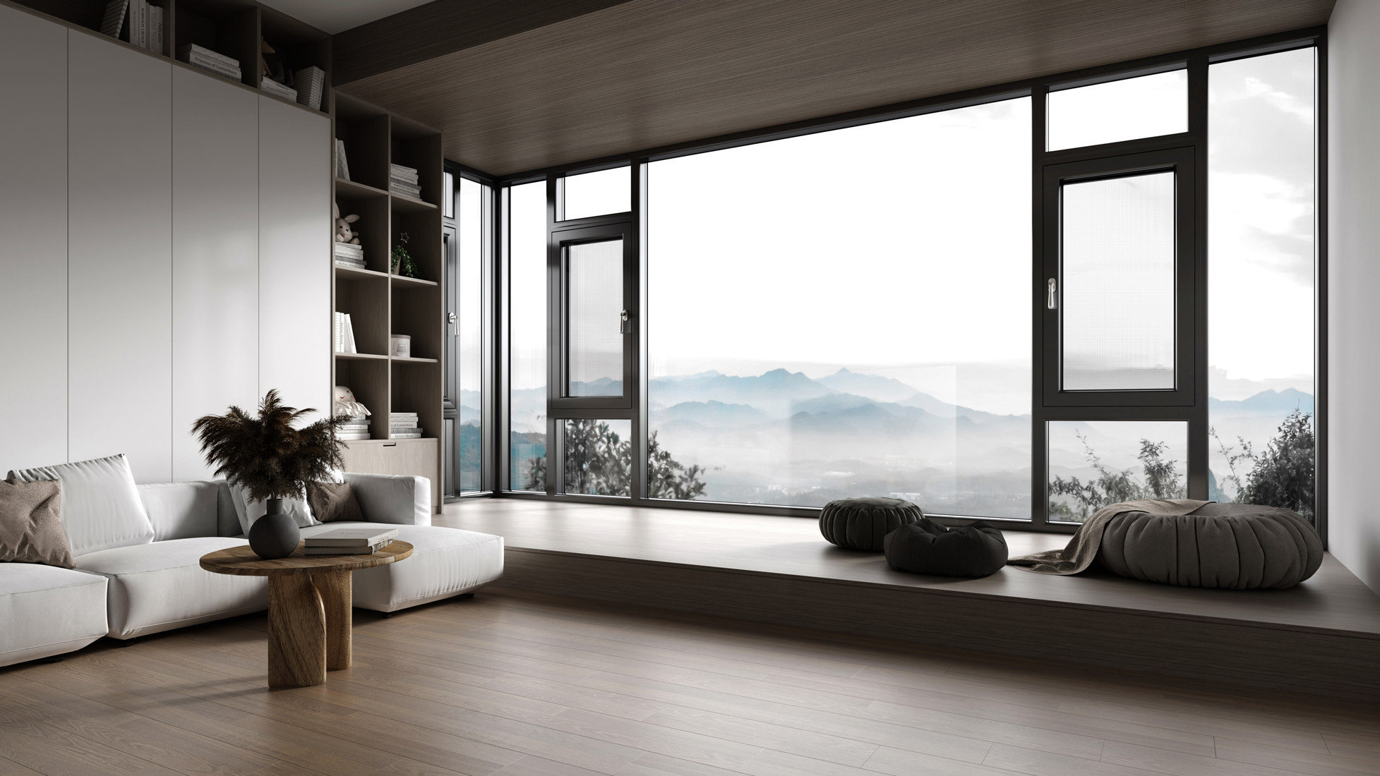 100断桥窗纱一体